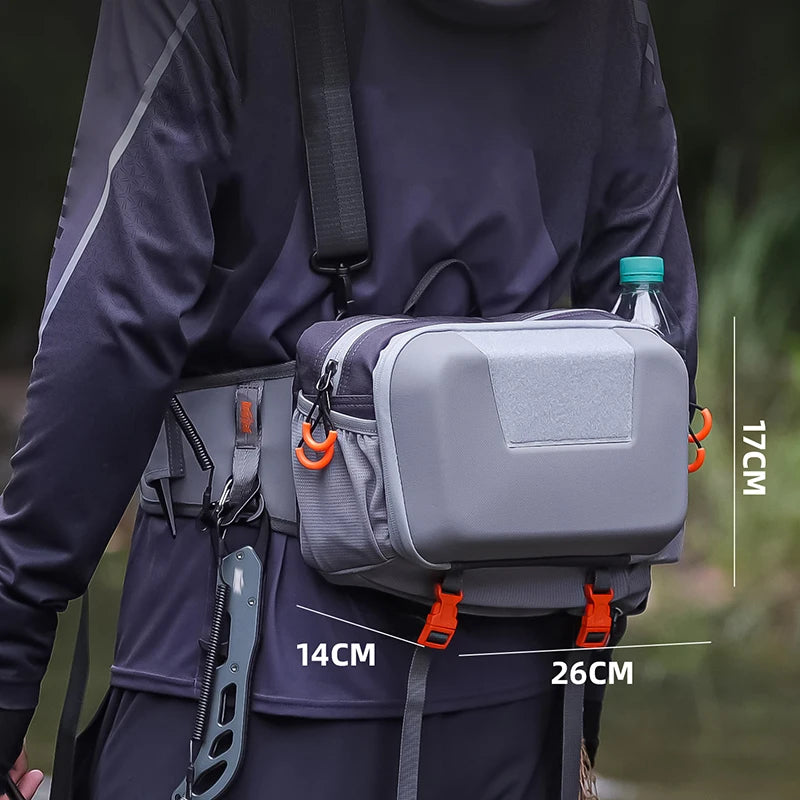 🎣 Fishing Waist Bag with Rod Holders – Multi-Pocket Chest & Shoulder Pack
