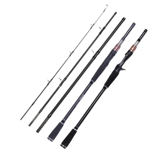 🎣 4-Piece Carbon Spinning & Casting Rod – Portable Fast Action, 1.8m/2.1m