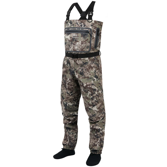 🦅 BASSDASH Men’s Breathable Chest Waders – Lightweight Black Camo Stockingfoot