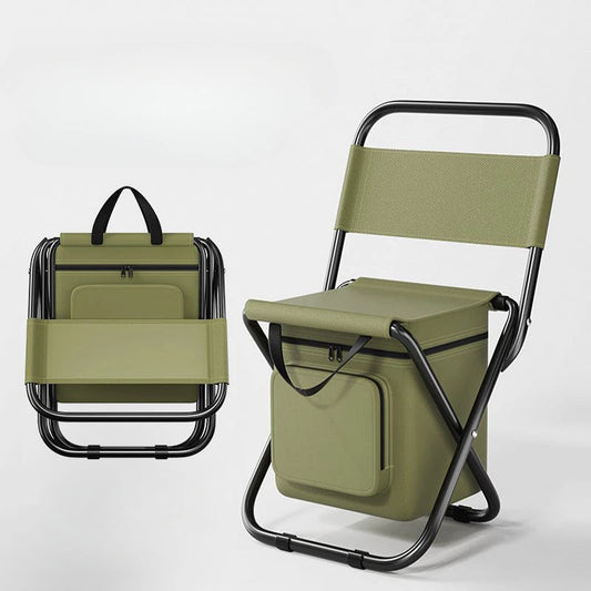 🎒 3-in-1 Outdoor Folding Chair – Camo Portable Camping & Fishing Seat with Cooler