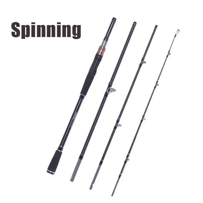 🎣 4-Piece Carbon Spinning & Casting Rod – Portable Fast Action, 1.8m/2.1m