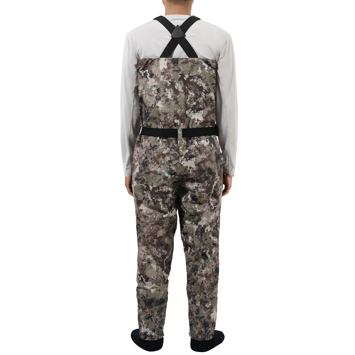 🦅 BASSDASH Men’s Breathable Chest Waders – Lightweight Black Camo Stockingfoot