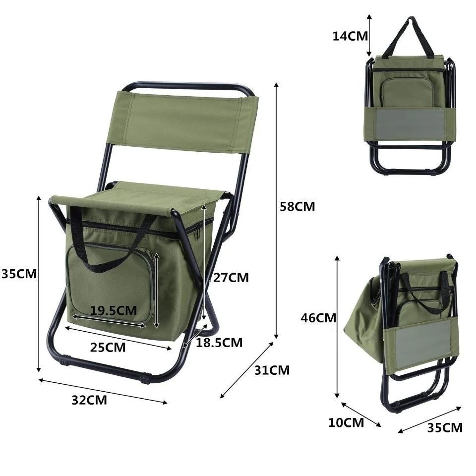 🎒 3-in-1 Outdoor Folding Chair – Camo Portable Camping & Fishing Seat with Cooler